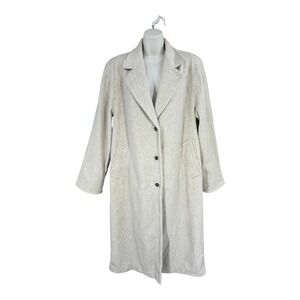 Vintage Jofeld Coat Women Wool Blend Paisley Lined Overcoat 80s Size L Beige